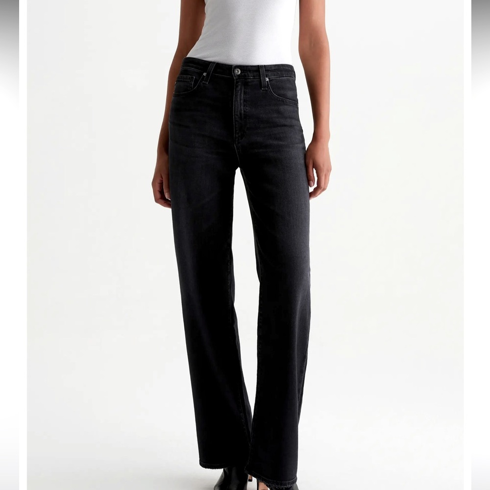 AG KORA high waist wide leg denim pants,sz 30, inseam 31”, new, black